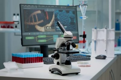 scientific-microscope-laboratory-desk-with-researching-instruments